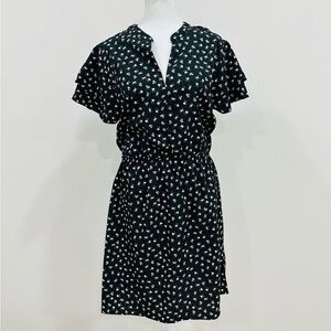 NWT Calliope Women’s Summer Dress Black Floral Size L‎ Elastic Waistband
